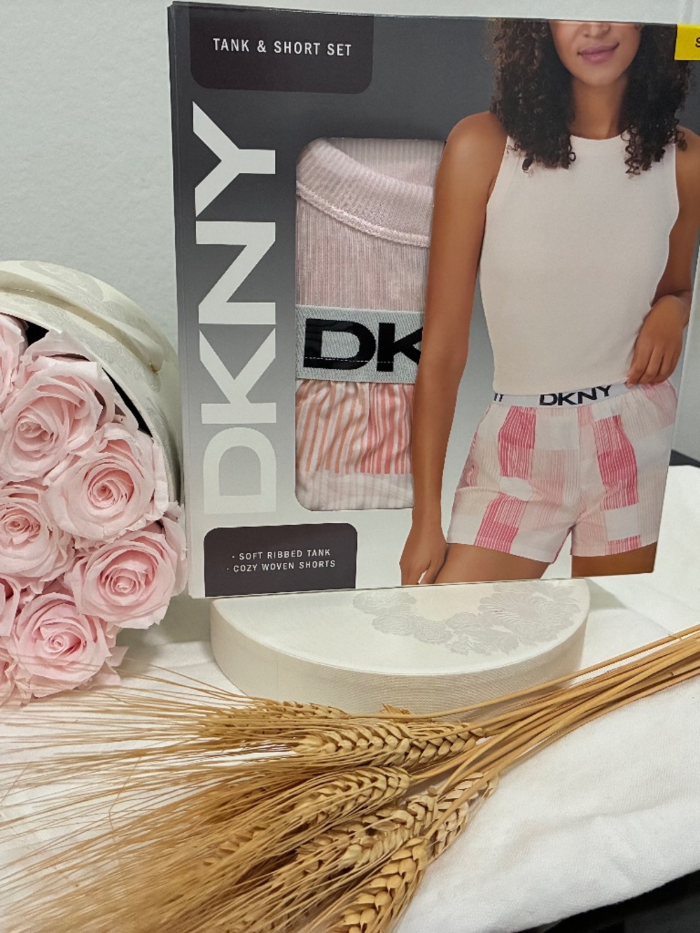 DKNY Women's  Tank Top & Short Pink (Pearl Cream)